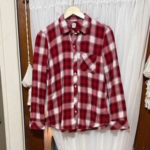 GAP Red and White Plaid Button Down Shirt, size S
